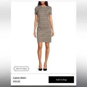 NWOT Calvin Klein Jacquard Plaid Midi Dress